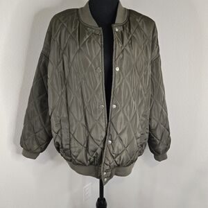 New Look Khaki Quilted Bomber Jacket